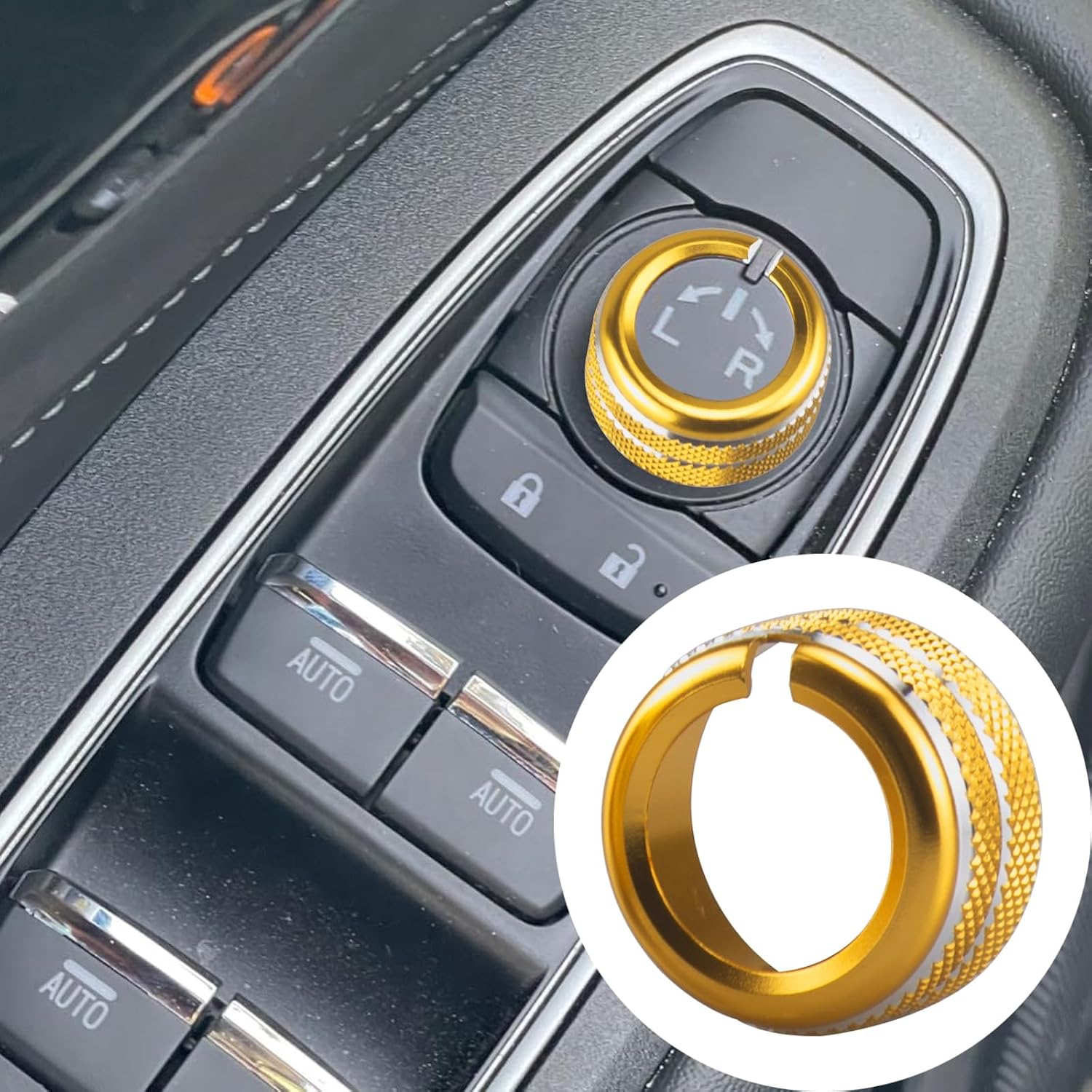 5pcs for Subaru Crosstrek/Impreza 2024-2026, Forester 2025,2026 Legacy Outback 2020-2026, WRX, Ascent Volume Adjustment Knob, Mirror Knob Cover, Start Button Cover/Ring (Golden)