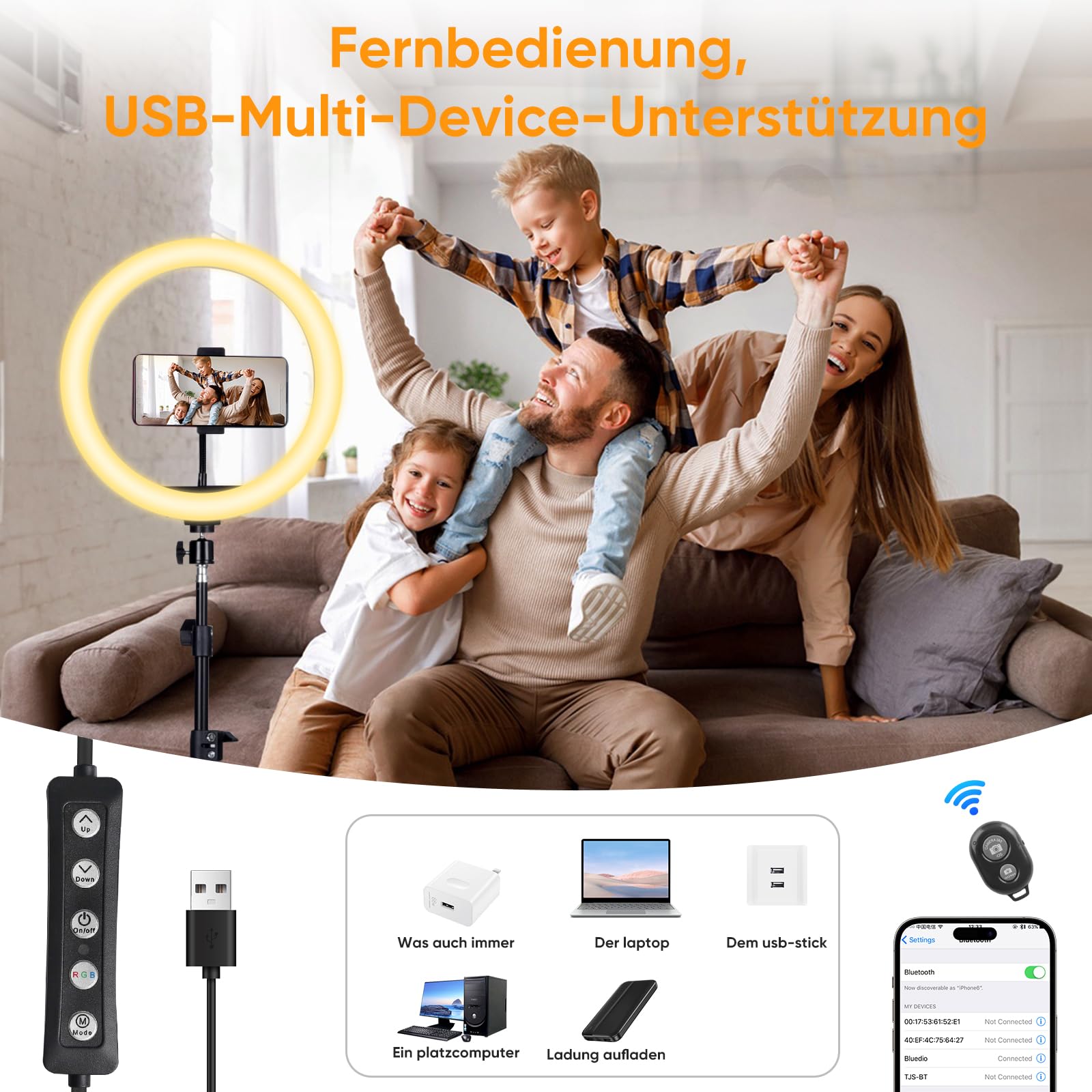 KOSCHEAL 12 Zoll Ringlicht mit Stativ,Tisch LED Ring Light Kamera Handystativhalter mit ringlicht, 2800-6500K,40 RGB-Modi für Selfie,Tik Tok Vlog,YouTube, Makeup, Facebook Video