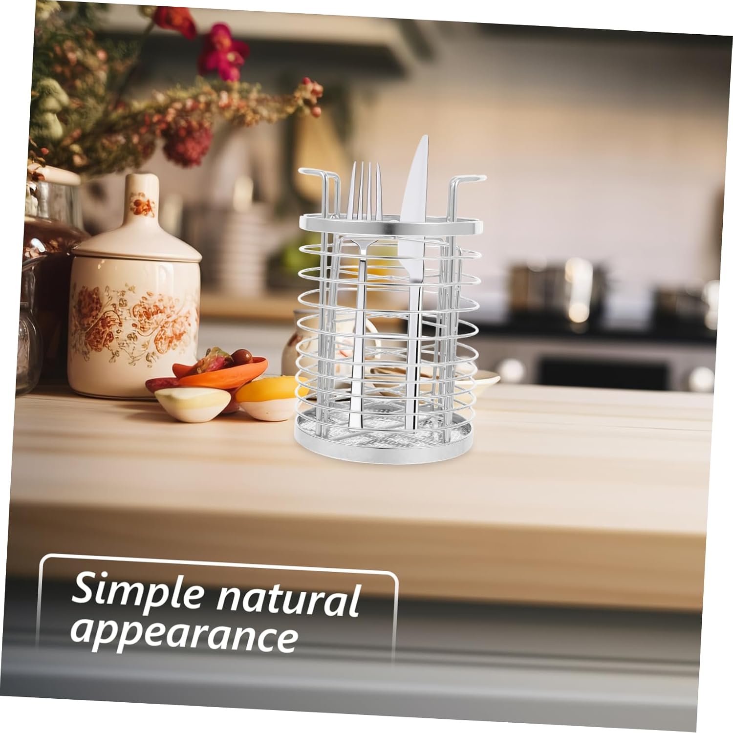 Kitchen Rotating Stainless Steel Chopstick Holder with Removable Divider Compact Cutlery Organizer for Easy Access Elegant Kitchen for Spaces