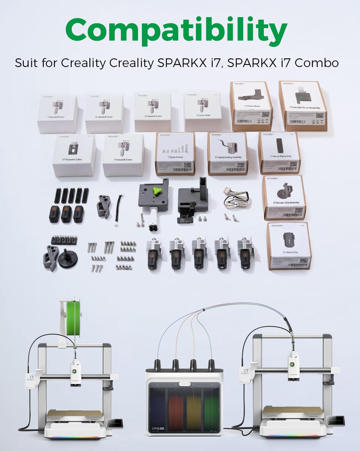 Kit PrintEase oficial Creality SPARKX i7, 12 piezas originales para el 95% de reemplazos, lote de partes para impresora 3D, una caja, mantenimiento multicolor