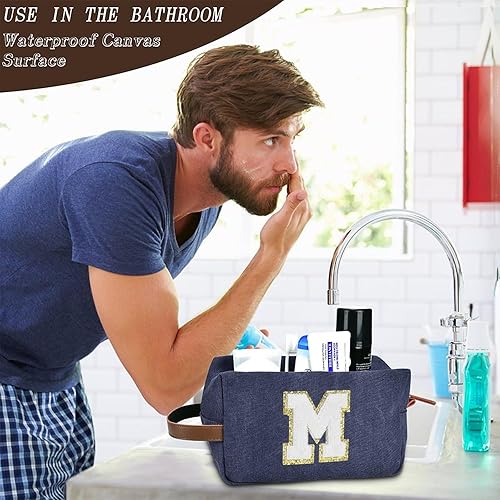 Miniatura 5 de UTOTEBAG Neceser de iniciales para hombre, regalos de Navidad, Azul, Medium (3