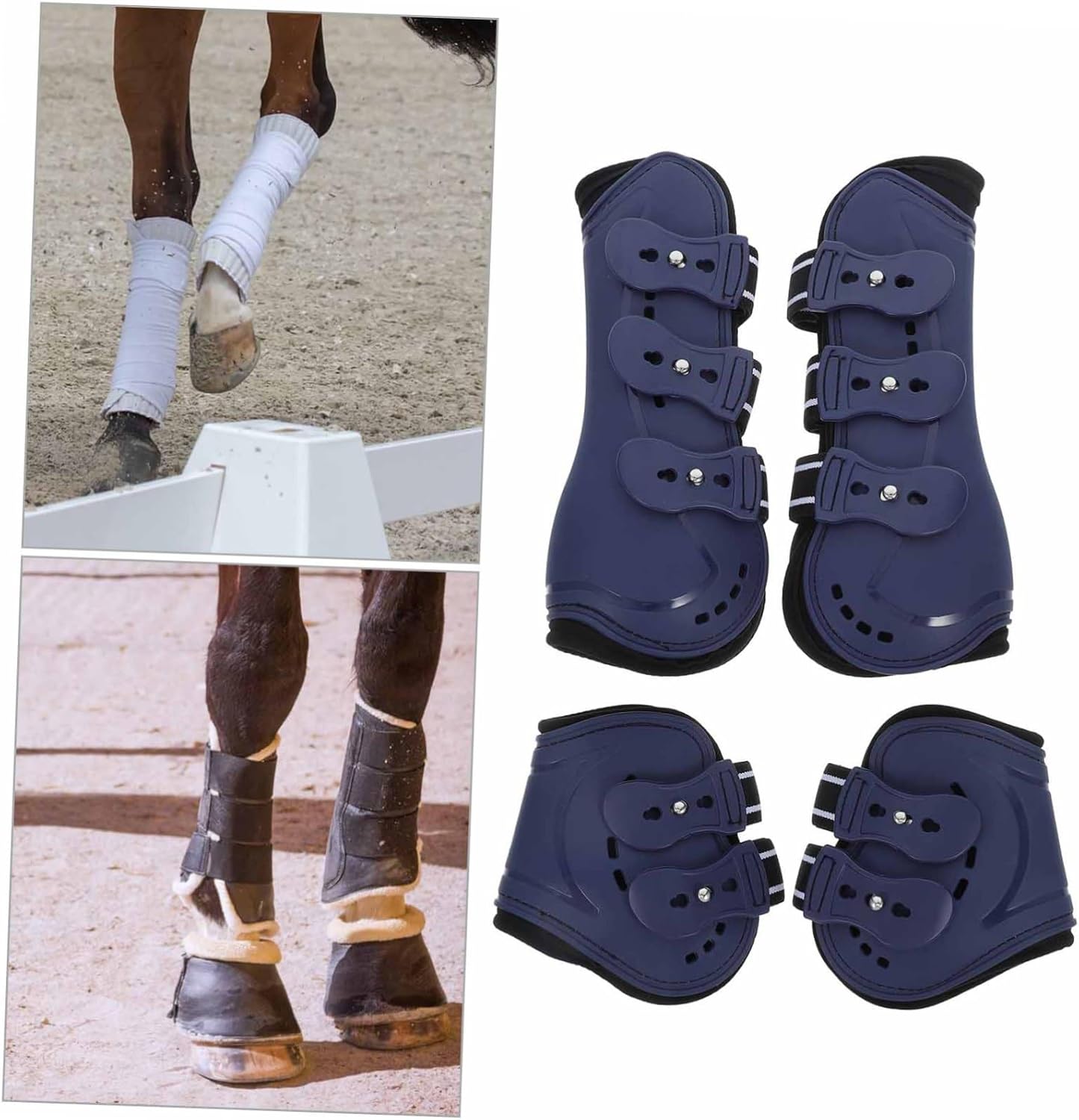 Horse Leggings Fly Boots 4 Pack Jumping Safety Horse Leg Protection Blue