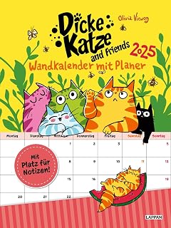 Dicke Katze and Friends - Wandkalender mit Planer 2025: Viel Platz für Notizen | Geschenk für Katzenfreunde