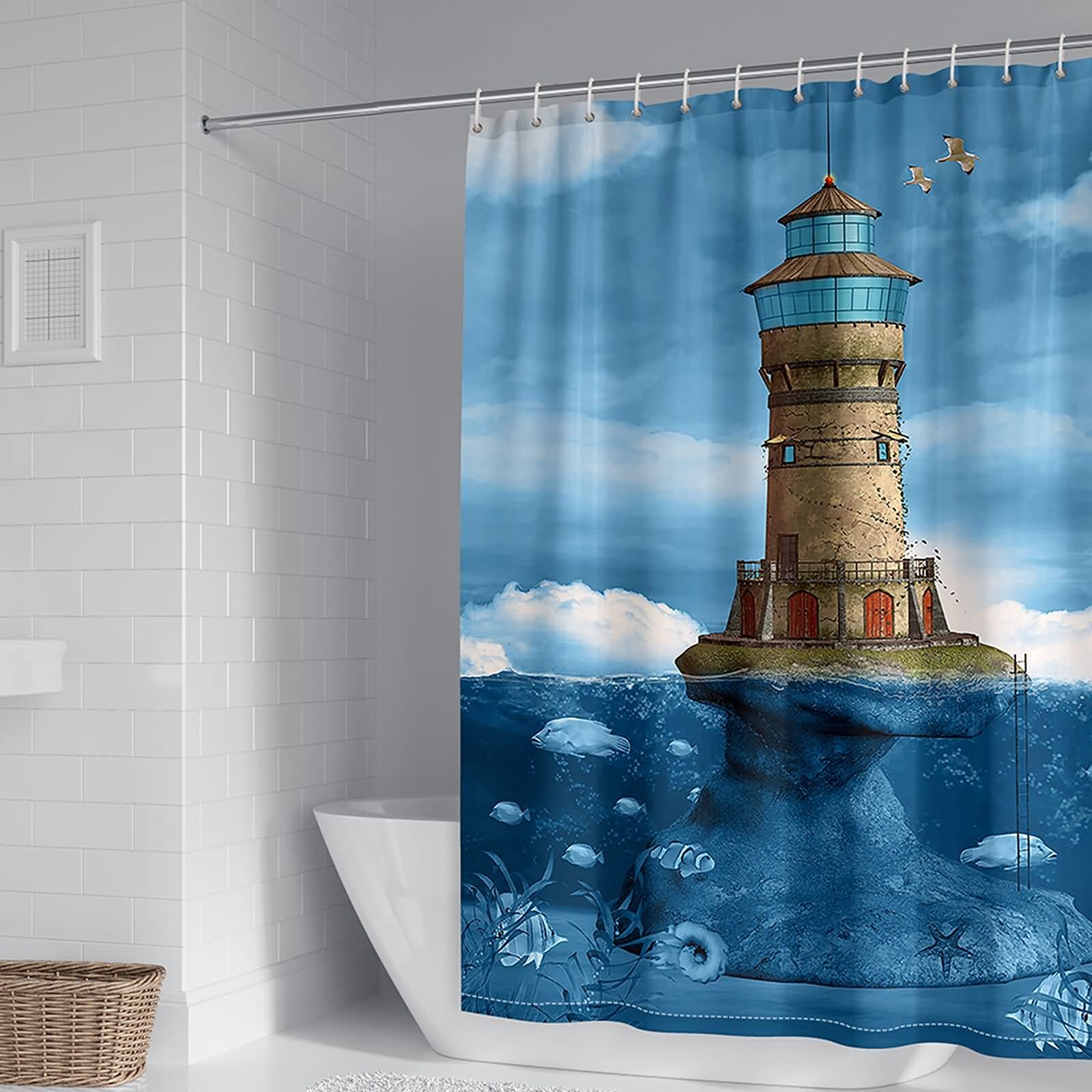 Rideau de douche 165x180cm polyester anti moisissure salle de bain KnSam