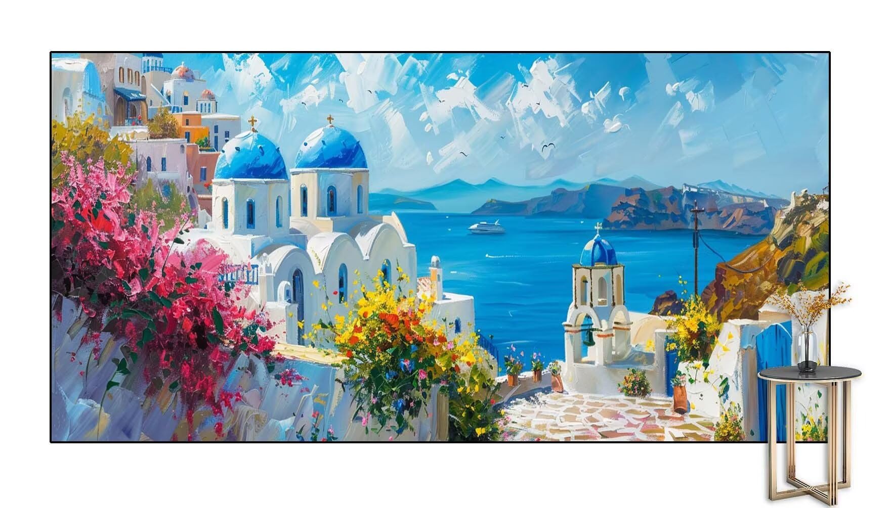 Diamond Painting Groß xxl 160x80cm Ägäisches Meer Diamant Painting Bilder Erwachsene Malen nach Zahlen Landschaft DIY Square diamond painting zubehör Set für Wohnzimmer und Schlafzimmer Wanddeko F3