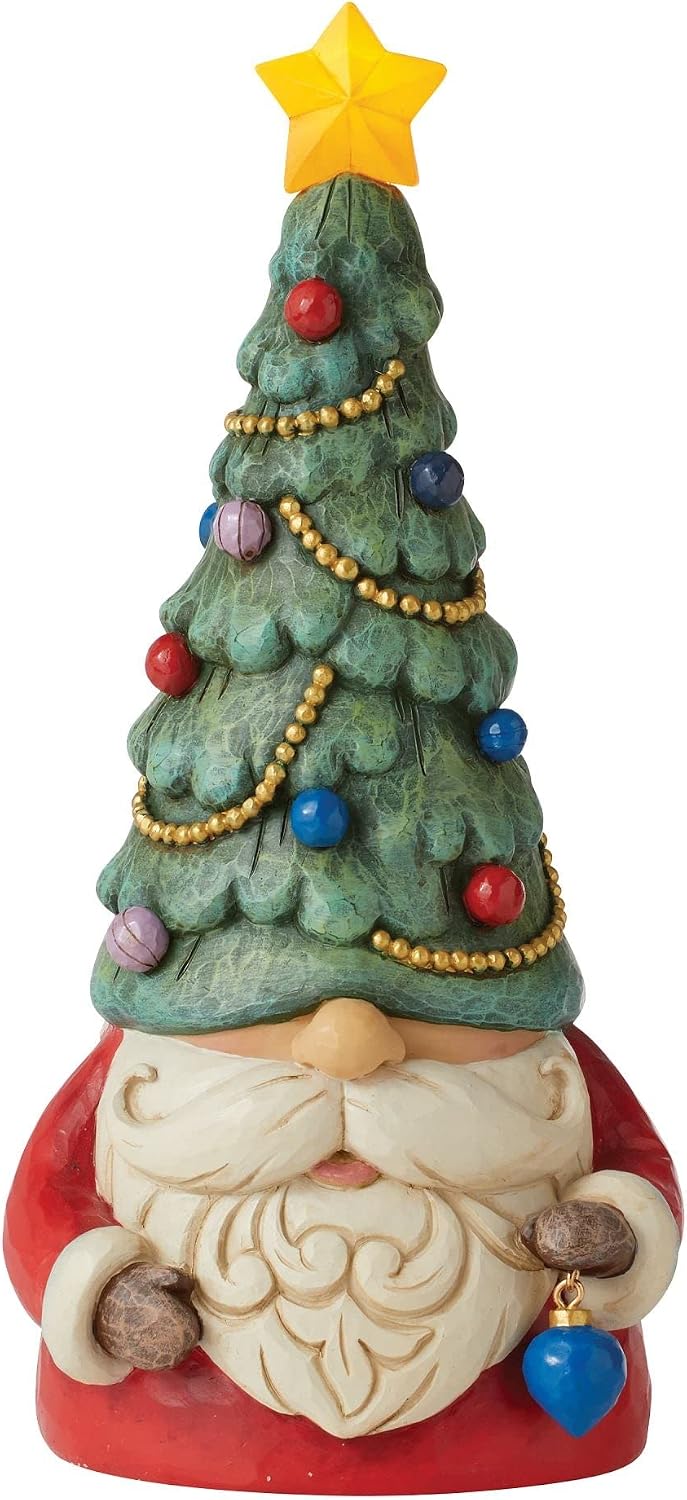 Enesco Jim Shore Heartwood Creek Lighted Christmas Tree Gnome Lit Figurine, 9.25 Inch, Multicolor
