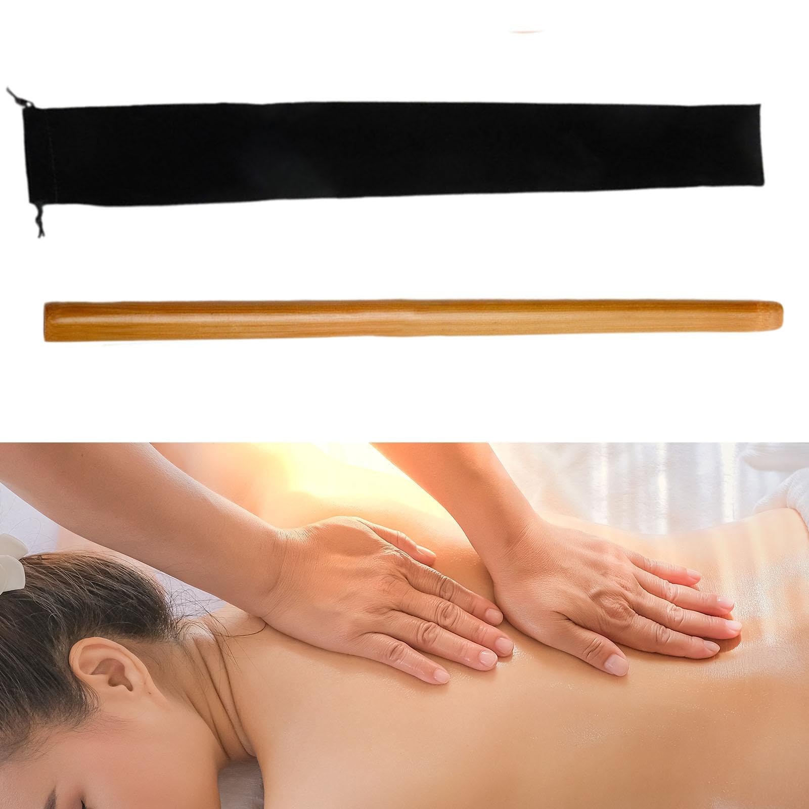 Massage Stick Gua Sha Scraping Massage Tool 60cm Relaxation Beauty Salon Shaping Tool for Shoulder Legs Back, 60x3cm with Bag