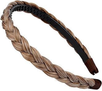 DIGUAN Width 0.6 inches Narrow Synthetic Hair Plaited Headband Braid With Teeth Hair Band Accessories for Women Girl (Caramel Blonde)
