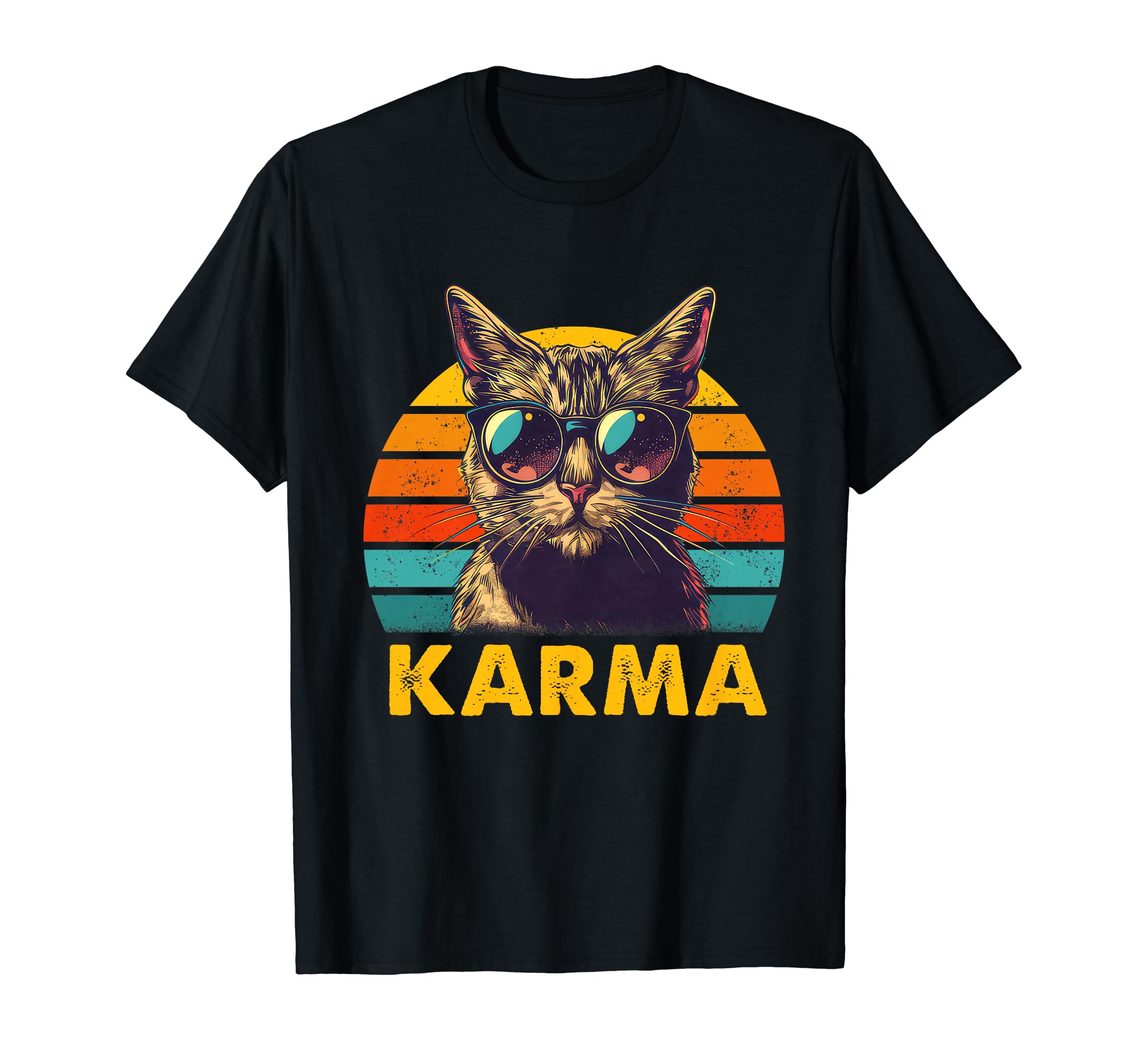 Funny Karma Cat Lover Graphic TeesVintage Cat Music Gifts For Teens Girls Kids Women Men Karma T-ShirtOEKO-TEX STANDARD 100