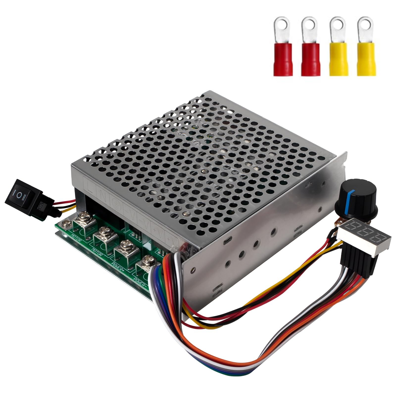 MAKERELE Adjustable Digital Display PWM DC Motor Speed Controller, 60A Rated/100A Max/DC 10V-55V Brushed Motors Speed Regulator Switch Control, Features Forward Brake Reverse Switch, Adjustable Potent