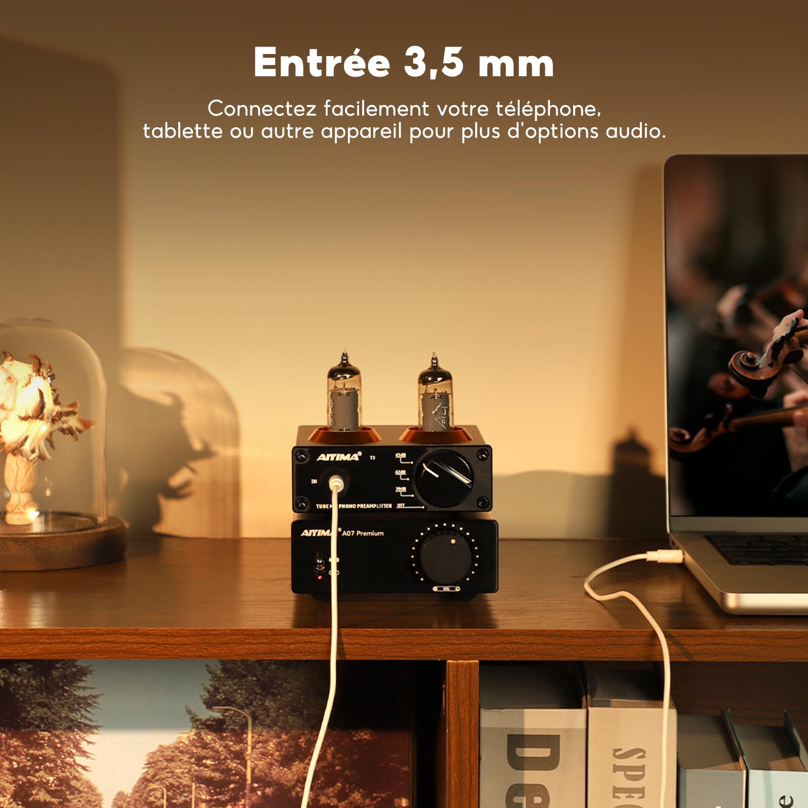 AIYIMA T3 Tube MM préamplificateur Phono préampli HiFi avec gain préampli Audio stéréo pour platine vinyle phono Audiophile/tourne-disque