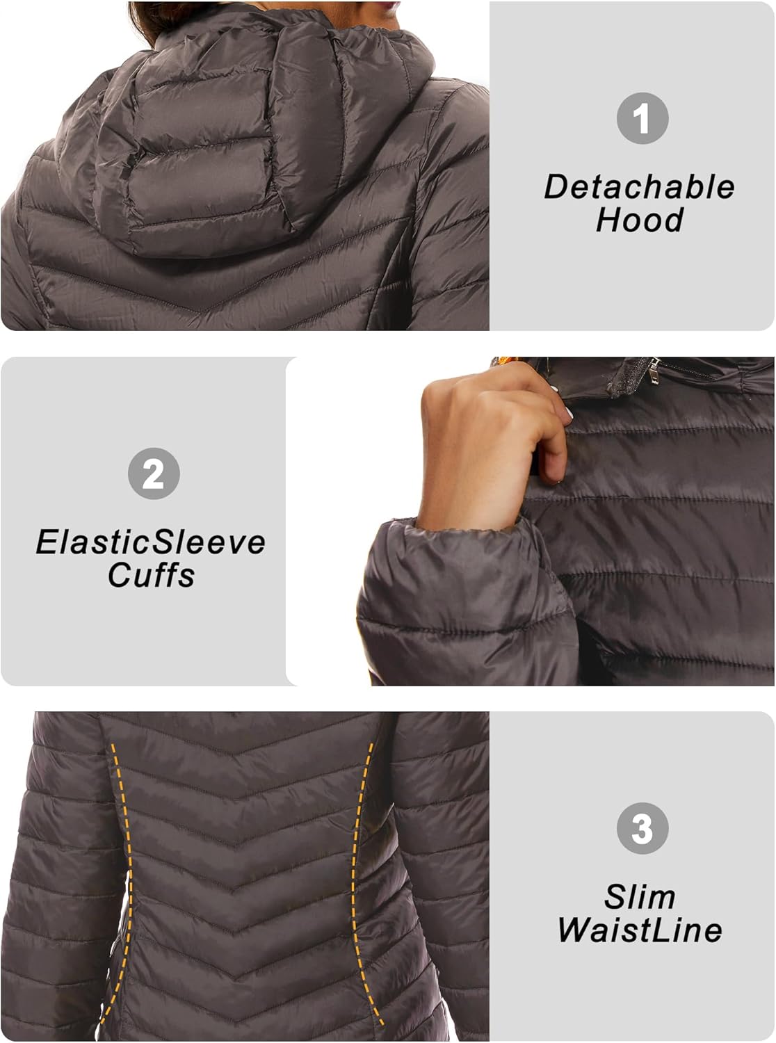 ANOTHER CHOICE Women Puffer Jacket Hooded Warm Lightweight Packable Quilted Puffer Coat Outwear - Image 4