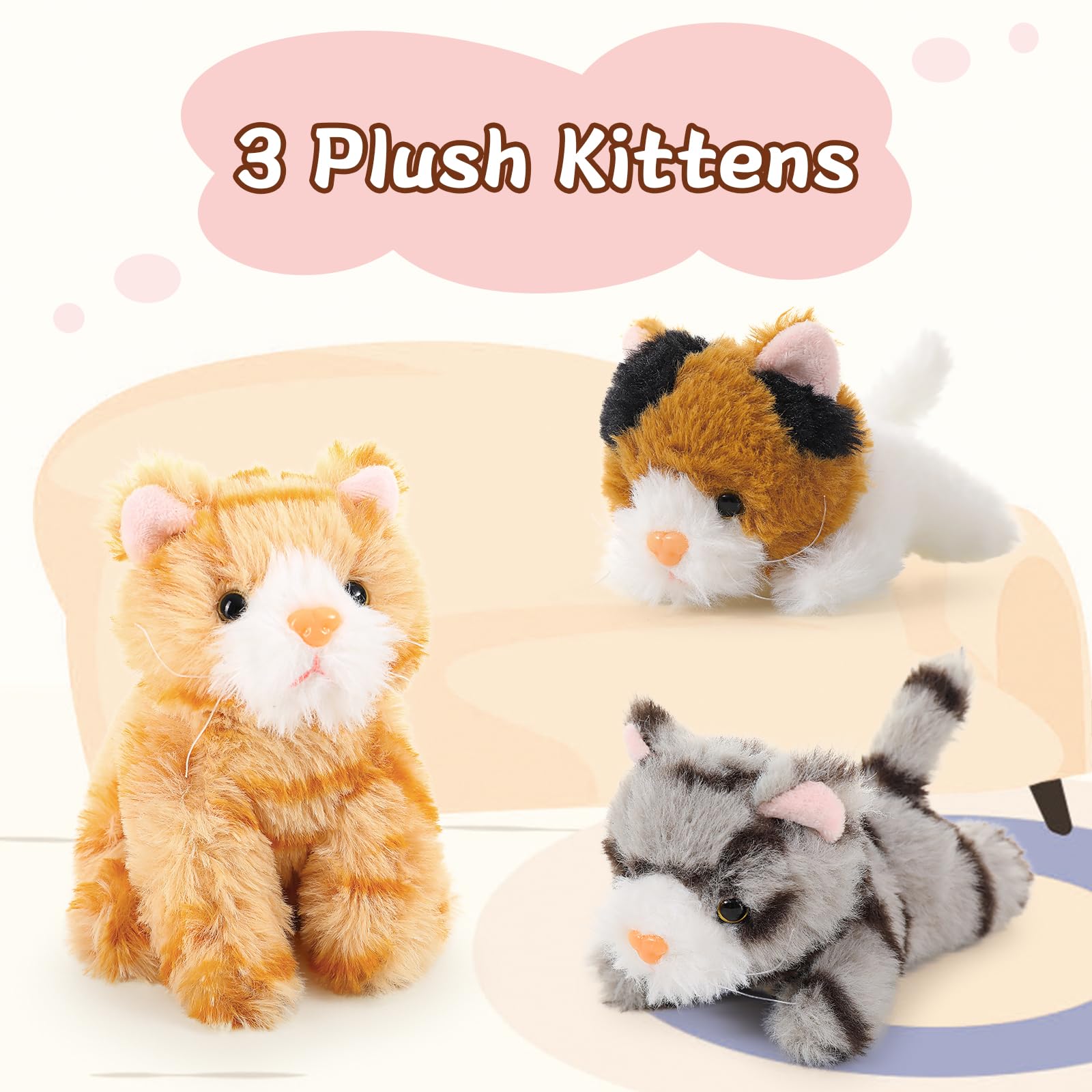 MorisMos Cat Teddy Soft Toy, 40cm Mom Plush with 3 Cuddly Baby Inside Kawaii Kittens Realistic Fluffly Cat Gift for Kids Girlfriend Birthday Christmas Deco — view 6