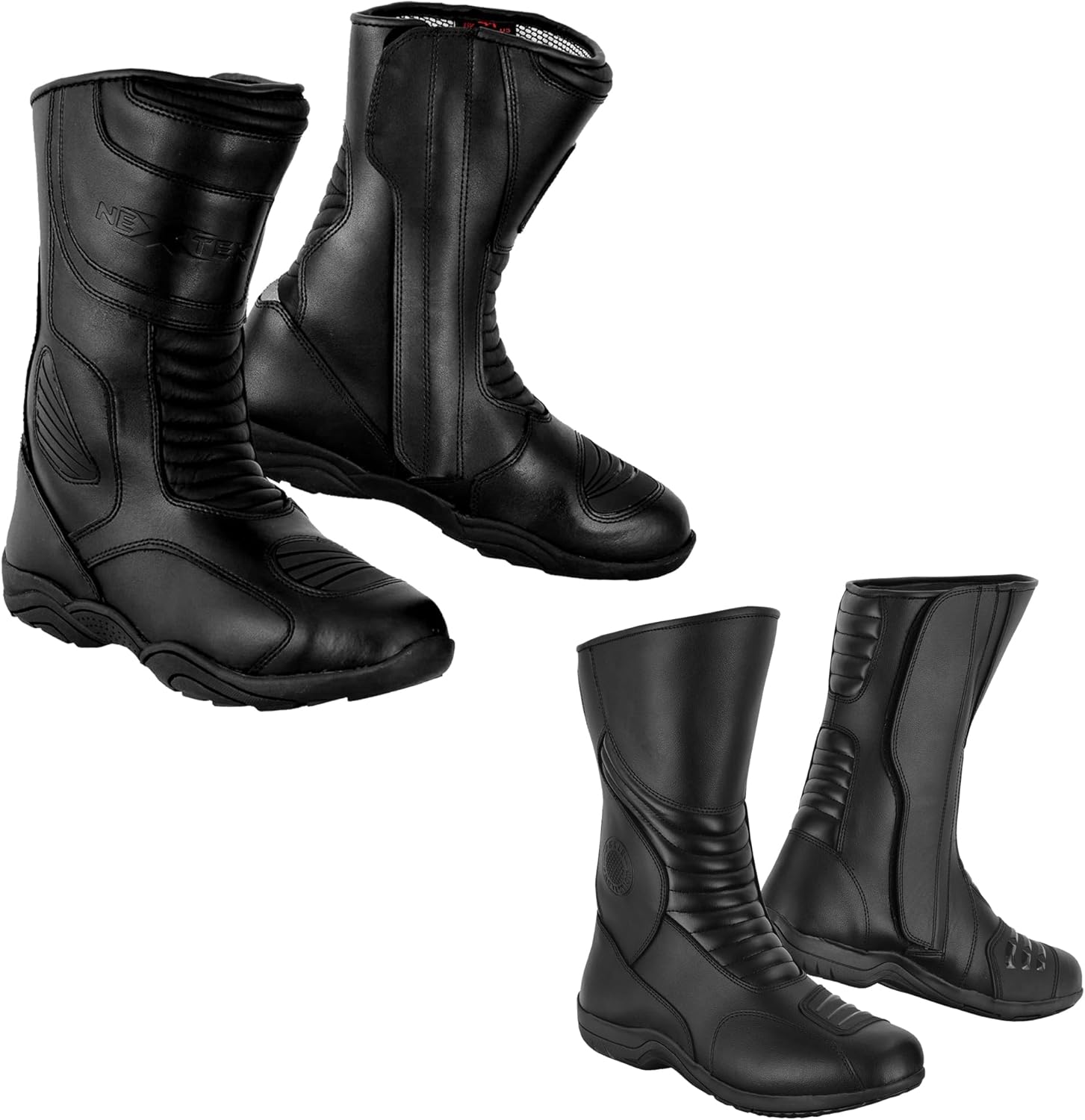 Black Motorbike Men's Motorcycle Shoes Ankle Protective Leather Racing Boots Non-Slip Sole Motorcross Long Shoes Waterproof