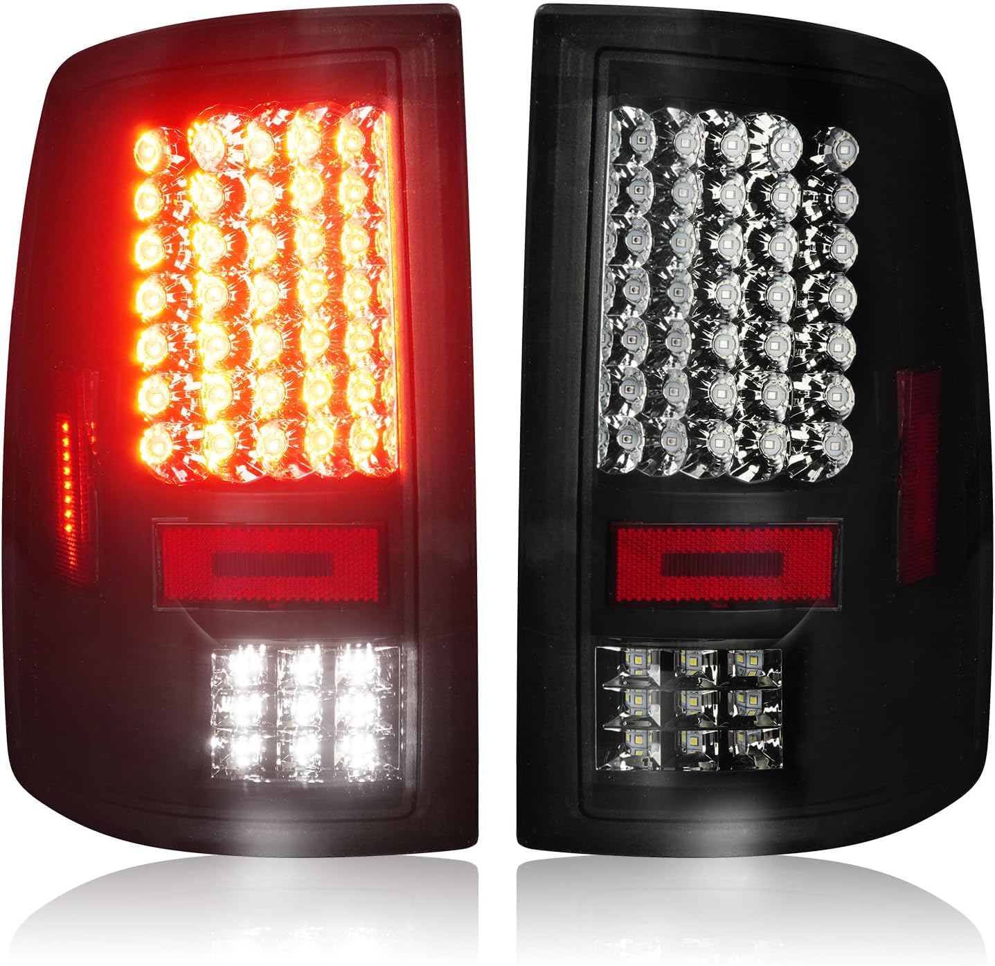 LED Tail Lights Assembly Fit for RAM 1500 2500 3500 2013-2018, for Dodge RAM 1500 Classic 2019-2024 Only for Original LED version, Smoke Lens Chrome Housing