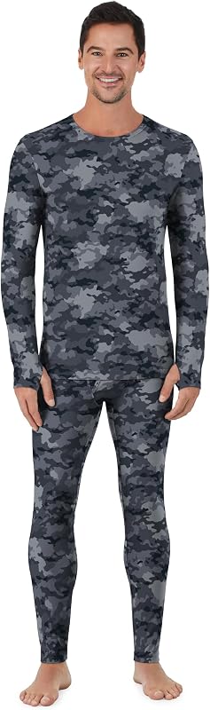 Cuddl Duds Heavyweight Conjuntos de 2 piezas de ropa interior térmica de capa base para hombres | Ropa de invierno, top y leggings de manga larga con forro polar, conjunto de salón suave para clima frío, retención de calor que absorbe la humedad