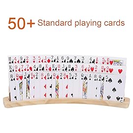 Exqline Curved Wooden Playing Card Holder Tray Rack Organizer Set of 2 Solid Card Holder for Kids Seniors - 13.8 x 1.9 x 2.4 Inch for Bridge Canasta Strategy Card Playing