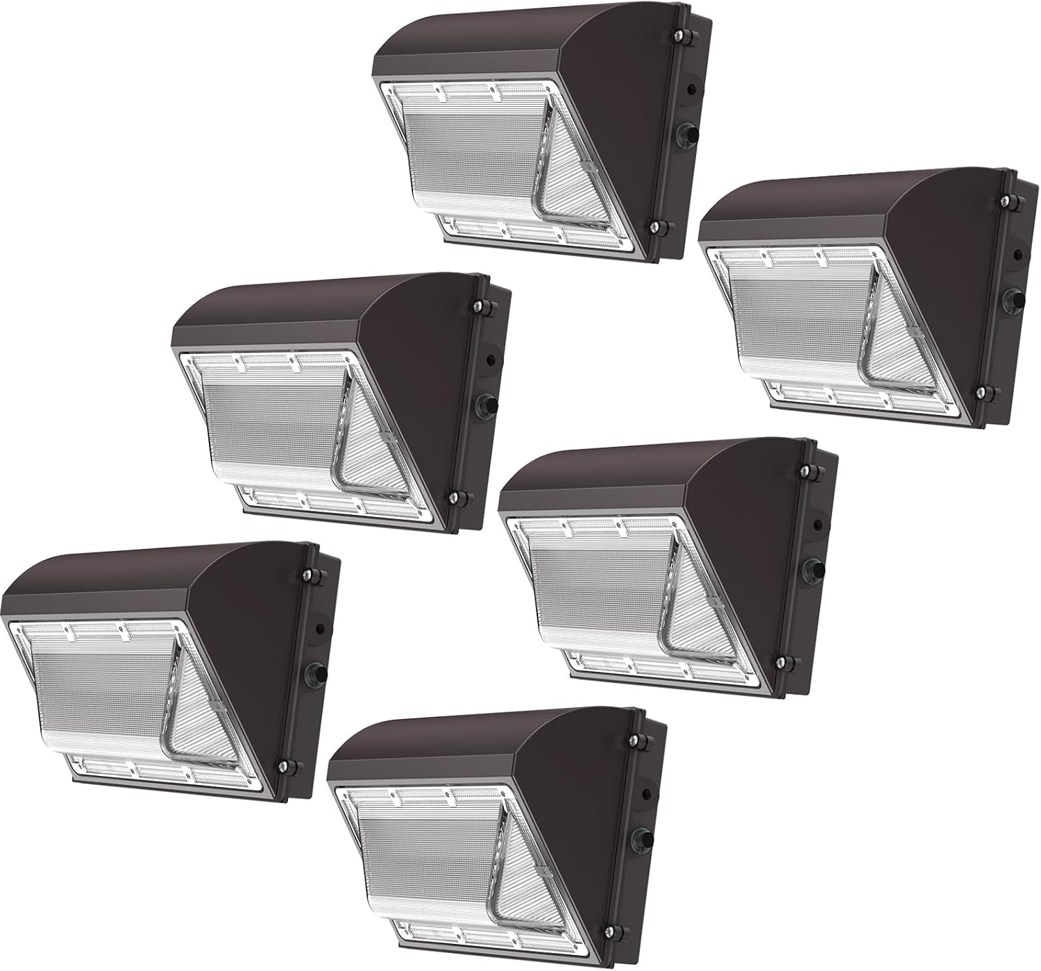 200W 6Pack LED Wall Pack Light with Photocell, 30,000LM, 5000K Daylight White, IP65 Waterproof Outdoor Wall Light, Dusk to Dawn Commercial Exterior Lighting for Garage, Warehouse, Driveway