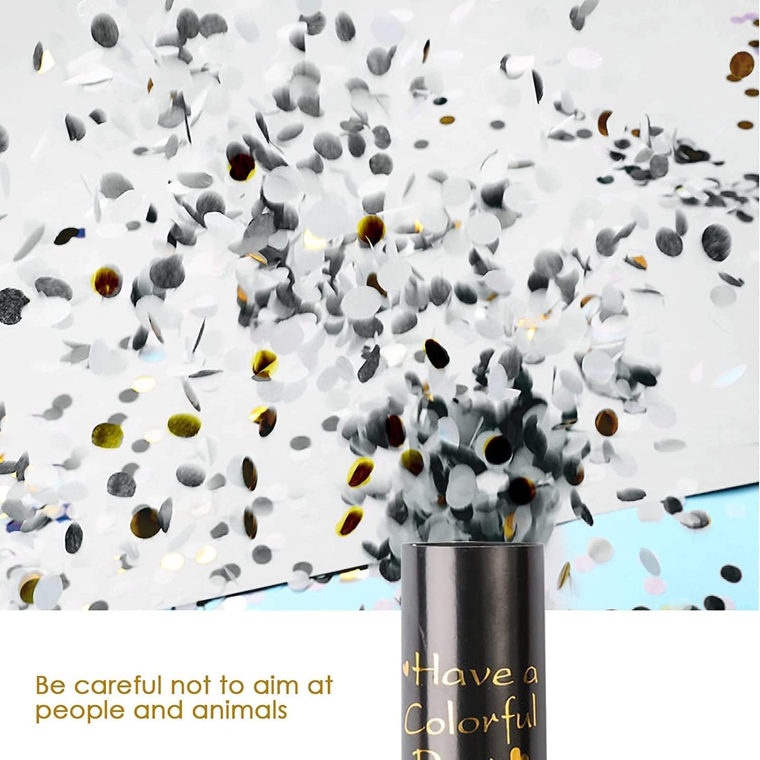 5pcs Party Poppers, Biodegradable Confetti Shooters - 4 Inch Wedding, Christmas, Baby Shower & Birthday Party Supplies (Black) - Image 4