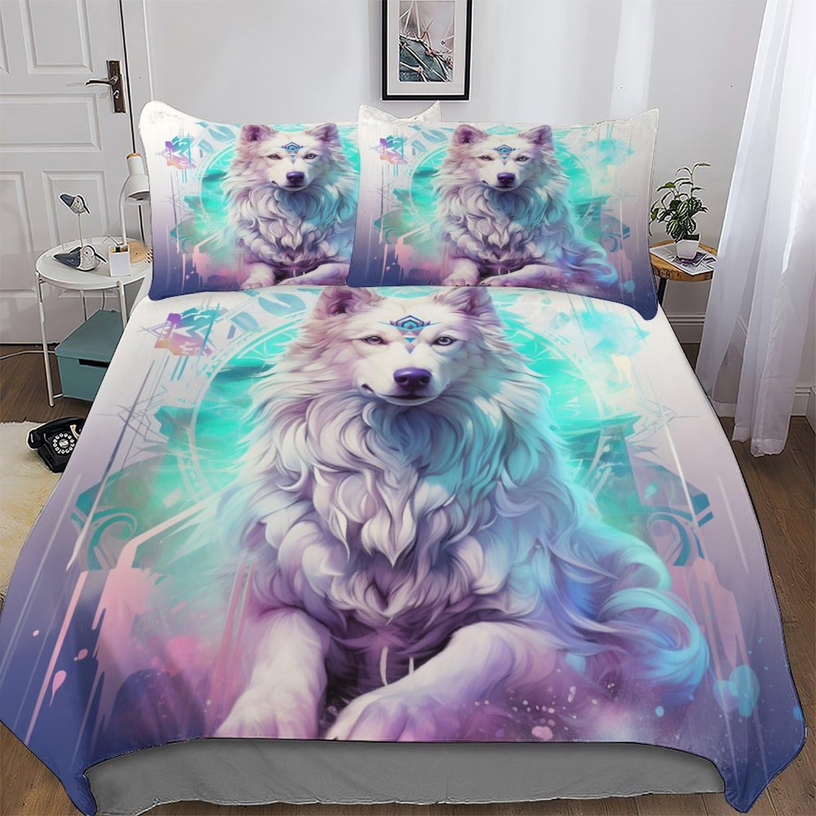 Parure de lit loup en microfibre 220x240 pour une chambre chaleureuse