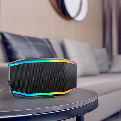 Miniatura 3 de PEICHENG Altavoz Bluetooth, altavoz inalámbrico portátil impermeable IPX7, altavoces Bluetooth con sonido estéreo fuerte con luz LED, altavoces TWS