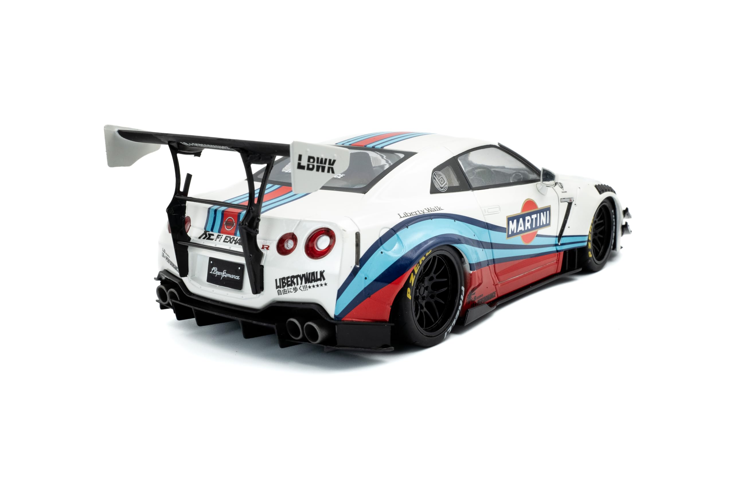Solido Nissan GT-R R35 Liberty Walk 2.0 - Estremamente tonificato JDM Racer, Martini, Kit Corpo Ampio, Diecast modellino Auto, Bianco, 1:18