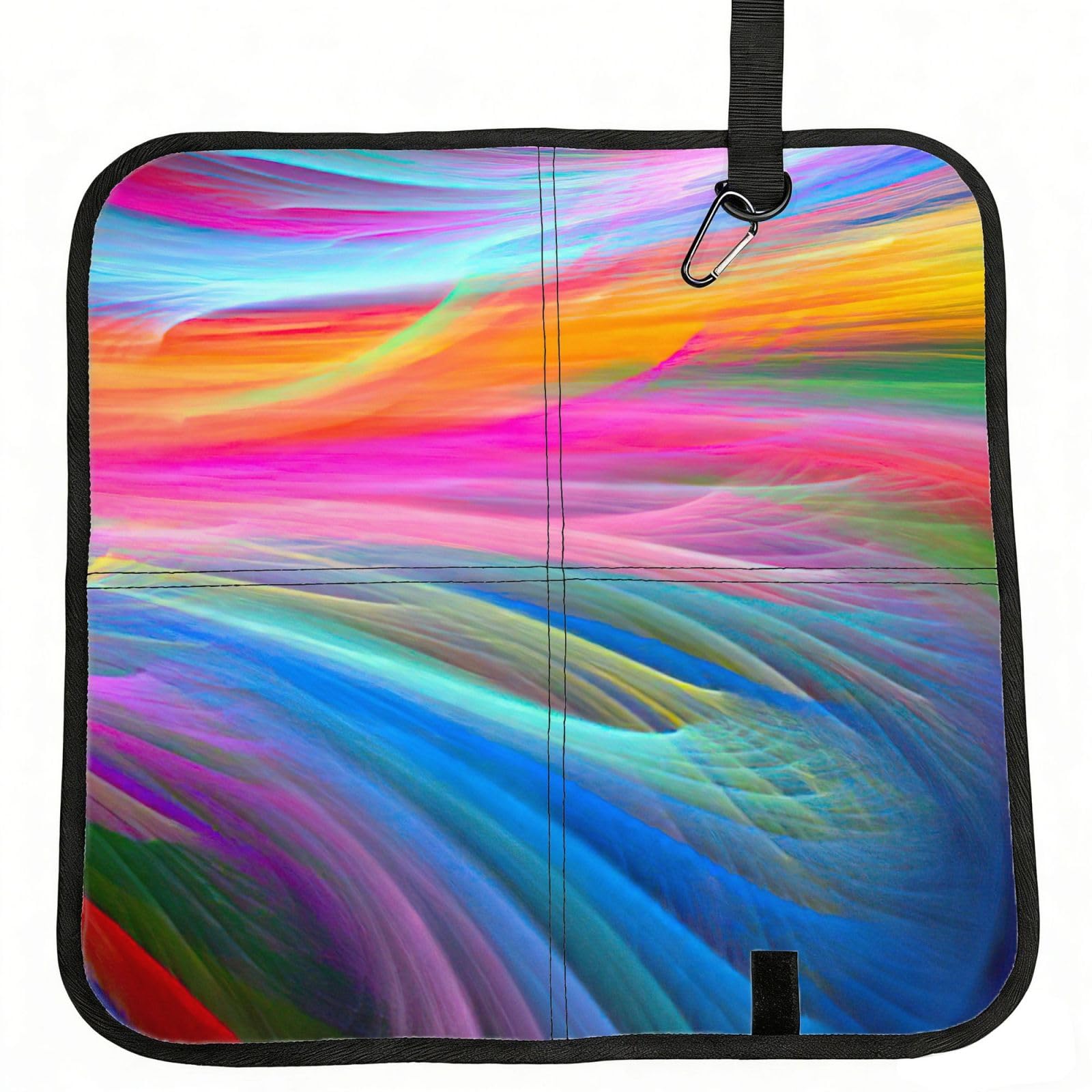 bghdfa Rainbow Ocean Print Outdoor Sitting Mat Waterproof Oxford Cloth Seat Cushion Folding Foam Camping Seat For Picnic