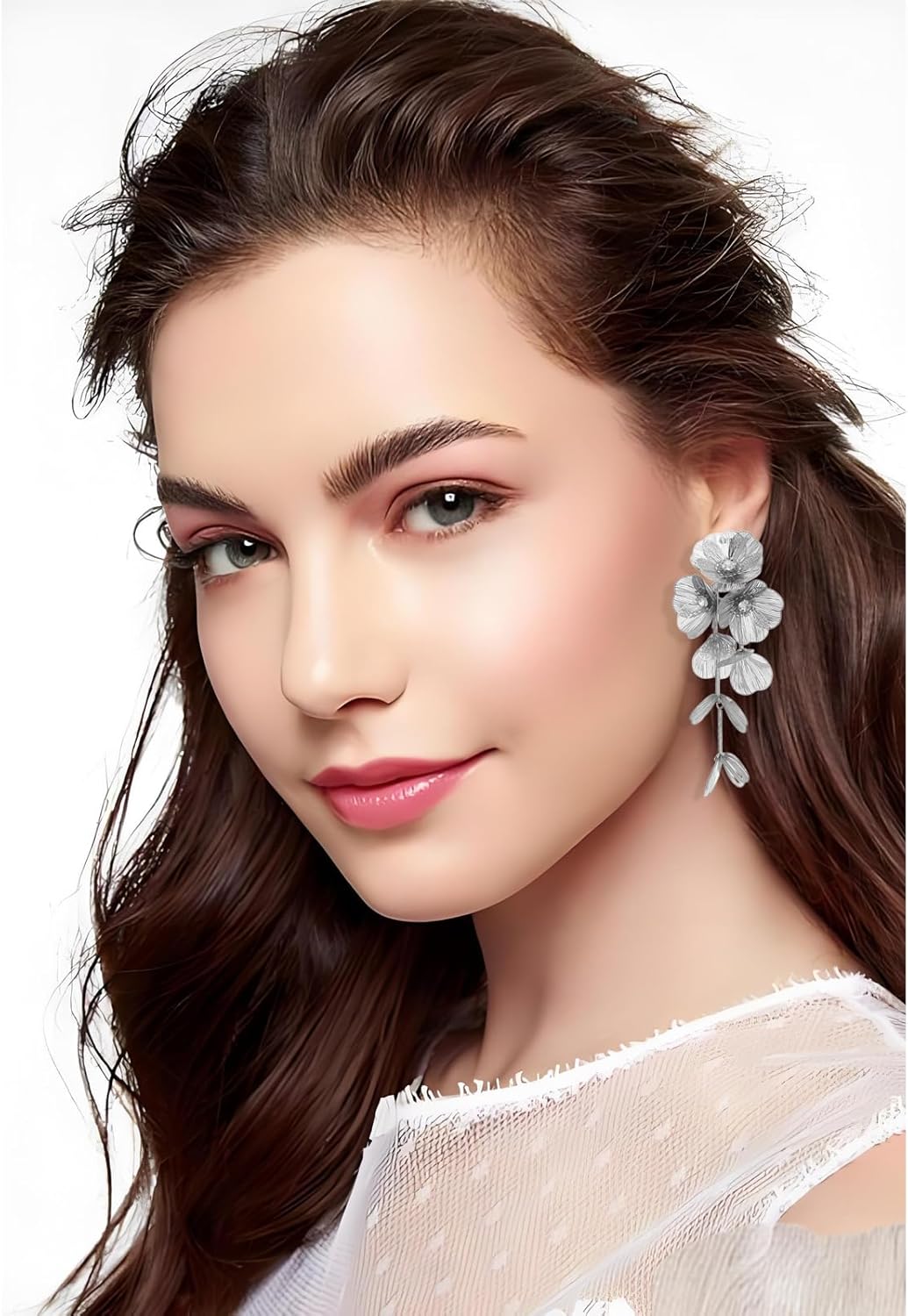 Flower Earrings for Women Trendy Chunky Long Tassel Exaggerate Gold Plated Flower Floral Petal Dangle Earrings Vacation Summer Wedding Prom Jewelry Gifts - Image 3