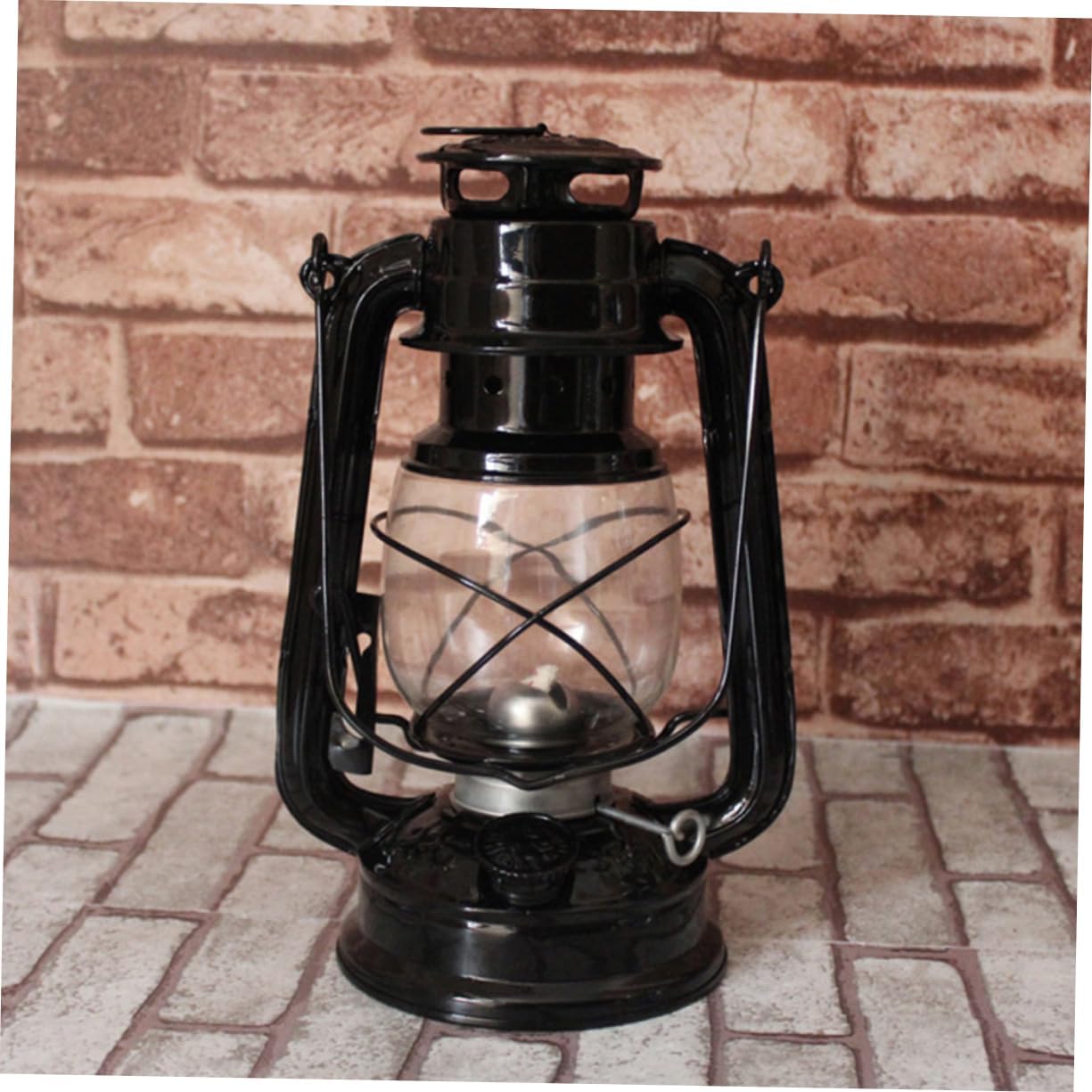 2pcs Vintage Wrought Iron Kerosene Lamp Set Portable Camping Lantern for Outdoor Use Retro Black Design for Festivals and Home