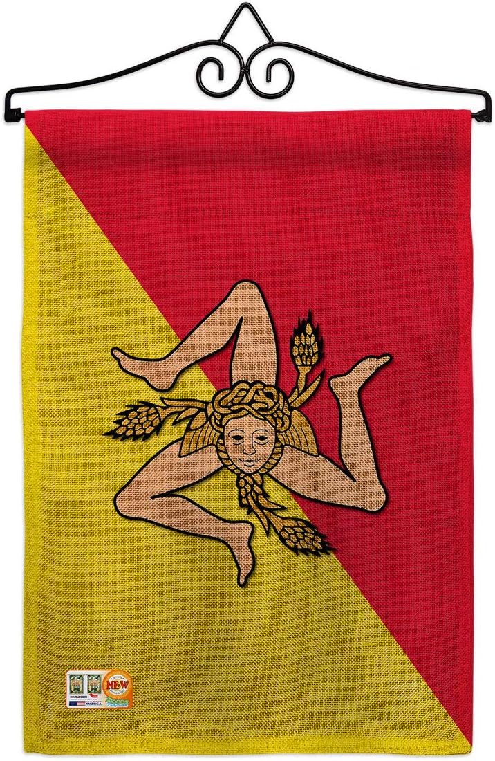 Sicily Burlap Garden Flag Regional Nationality Nation International World Country Particular Area Small Decorative Gift Yard House Banner Double-Sided Made In USA 13 X 18.5