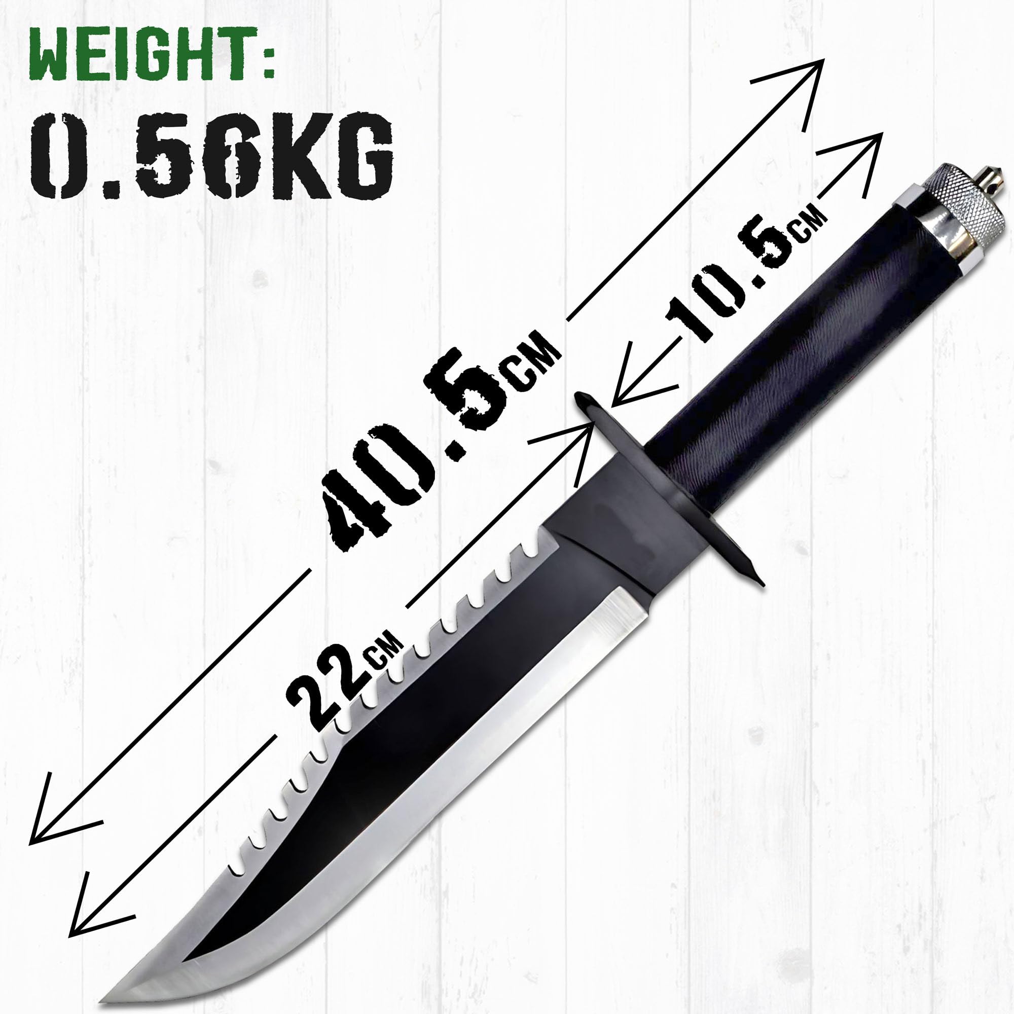 Swords and more Rambo First Blood Part 2 Messer, Bowiemesser mit Lederscheide, 40,5 cm, Edelstahl, Outdoor Messer, taktisches Messer & Survival Messer für Rambo-Fans