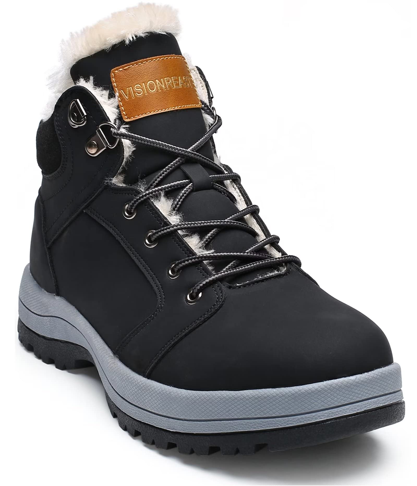 visionreast Ciepłe buty zimowe z podszewką, unisex, wodoszczelne, buty trekkingowe, buty zimowe, dla mężczyzn i kobiet, antypoślizgowe, sznurowane, do aktywności na świeżym powietrzu