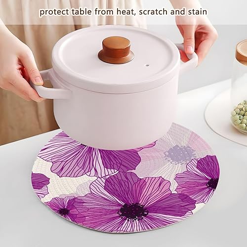 Miniatura 5 de 3 Pcs Trivet Set Romantic Flower Retro Floral for Hot Dishes 15in Cotton Thread Weave Kitchen Hot Pads for Microwave Stove Spoon Rest for Cooking