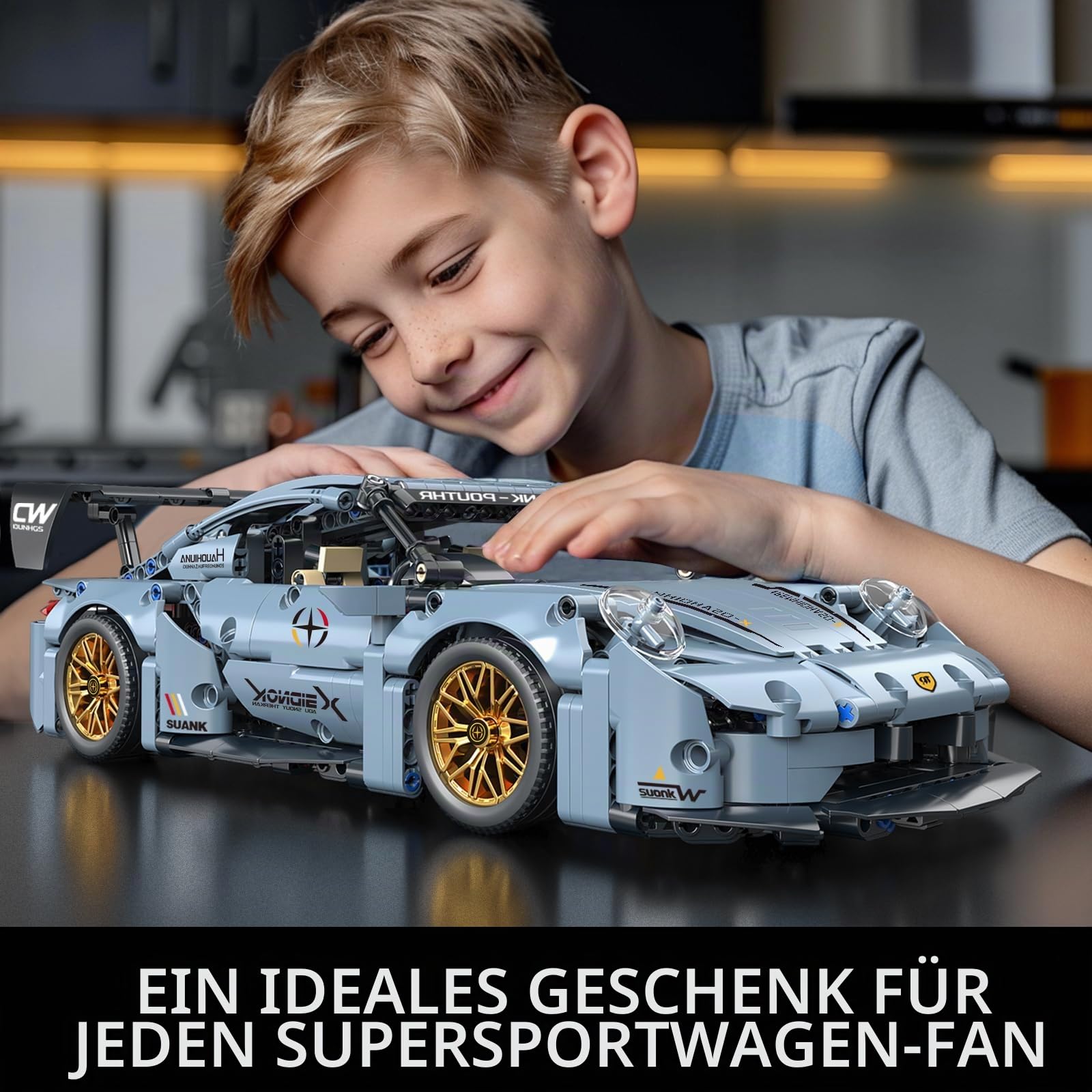 Technik Sportwagen Modellbausatz, 1:14 MOC Klemmbausteine Set(973 Teile)