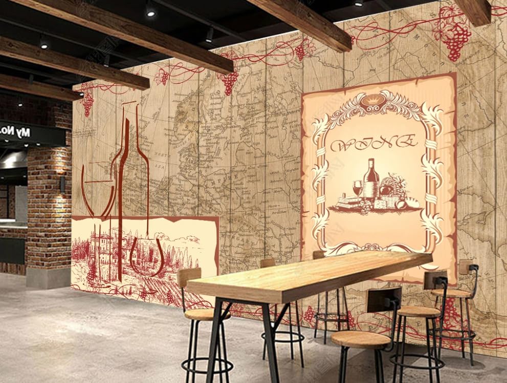 Papier peint intissé vin rouge décoratif grand format 150x105cm pour habillage mural de restaurant