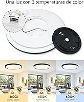 Vista 2 de Paquete de 2 lámparas de techo LED de montaje empotrado, color negro, 12 pulgadas, 28 vatios, regulable y 3000K-4500K-6000K, lámpara de techo de 3