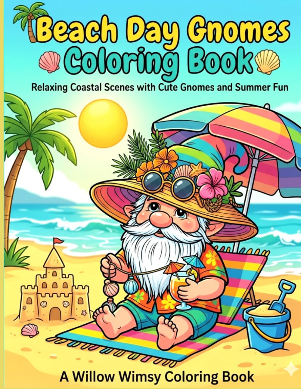 Beach Day Gnomes Coloring Book: Relaxing Coastal Scenes with Cute Gnomes and Summer Fun