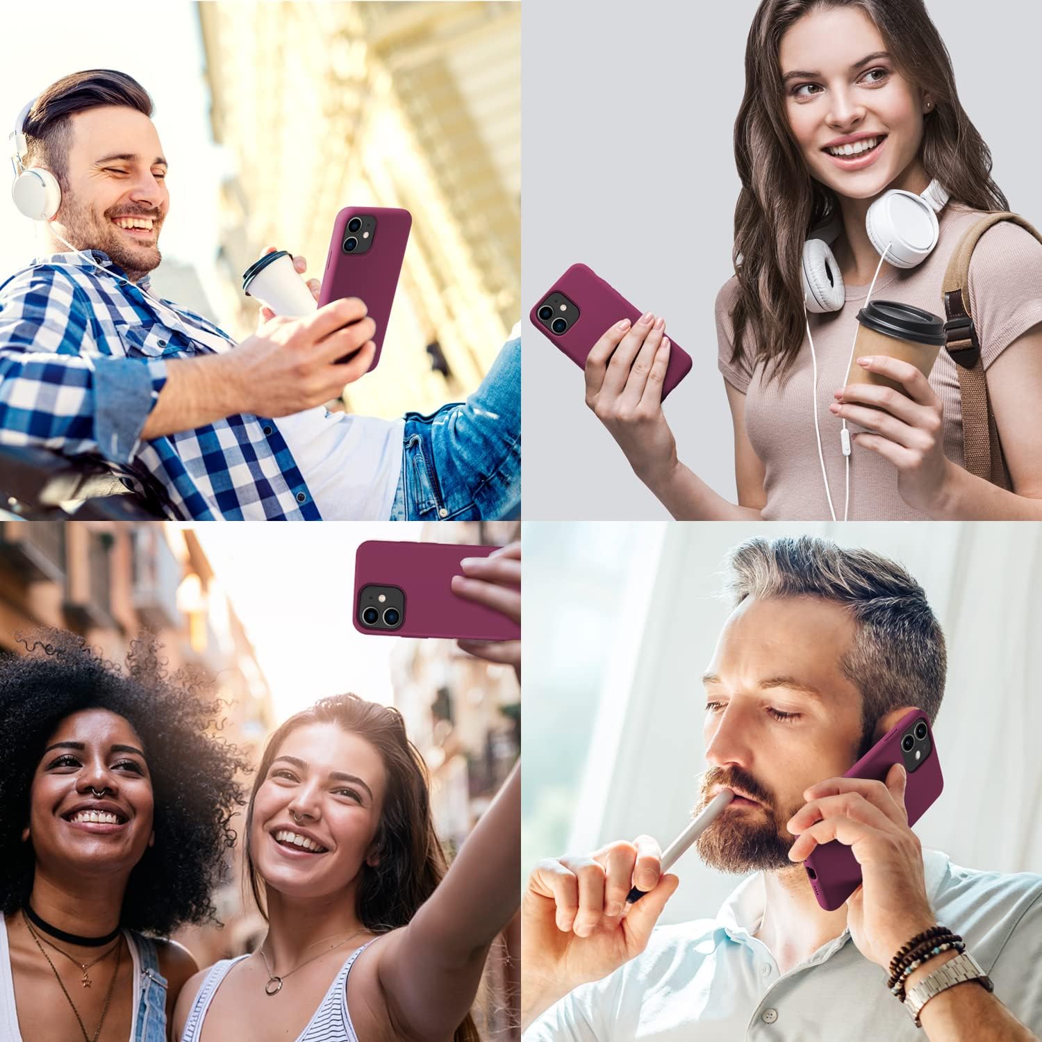 OUXUL iPhone 11 Case,iPhone 11 Liquid Silicone Gel Rubber Phone Case,Compatible with iPhone 11 Case Cover 6.1 Inch Full Body Slim Soft Microfiber Lining Protective Case (Grey) : Cell Phones & Accessories