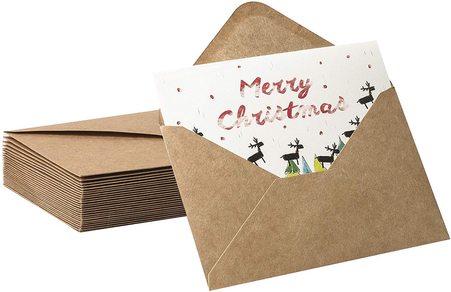 Amazon | 手描きスタイルのクリスマスカード 24枚 美しいクリスマス