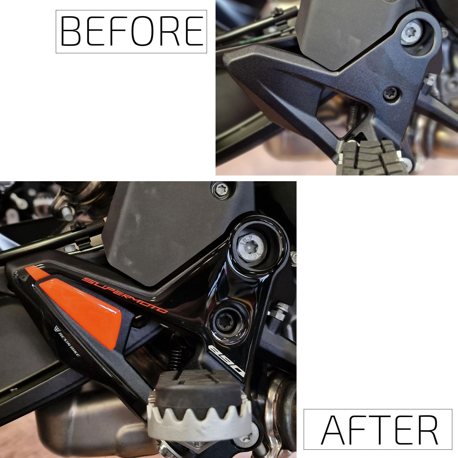Resin Bike Aufkleber Motorrad Kompatibel Mit KTM 890 SMT 2023-2026. Grip Motorrad-Fersenschützer vor Stößen und Kratzern. Klebstoff Harz Aufkleber Set - Stickers Made in Italy
