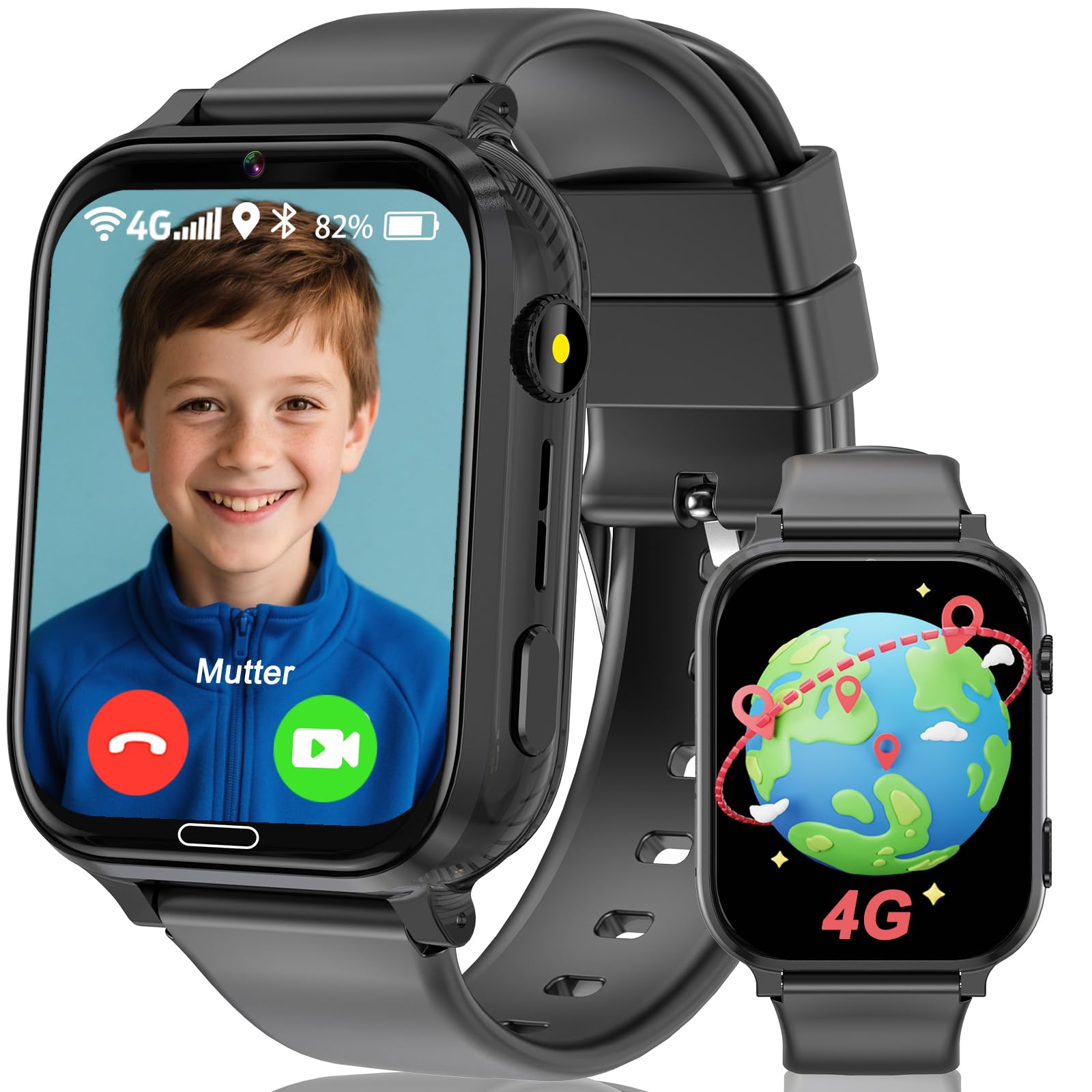 MOONKIDS Reloj Inteligente Niño con GPS y Llamadas - Smartwatch para Niños 3-12 Años, CÔmara HD, 2G/4G, SOS, Localización en Tiempo Real - Ideal para Niña/Niño (Negro 1)