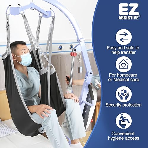 Miniatura 12 de Eslinga dividida de pierna con espalda baja, honda de elevación para transferencia, posicionamiento y elevación, capacidad de peso de 500 libras