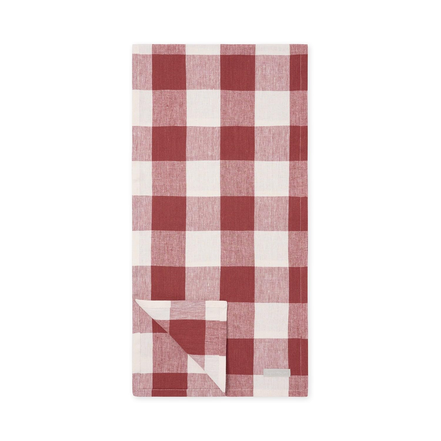 Sophie Allport Red Rustic Gingham Linen Table Runner, 35 X 280Cm