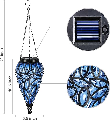 Miniatura 3 de SUNNYPARK Farol colgante solar de plástico para exteriores, 15 luces LED blancas frías, efecto centelleante, en forma de lágrima, decoración de