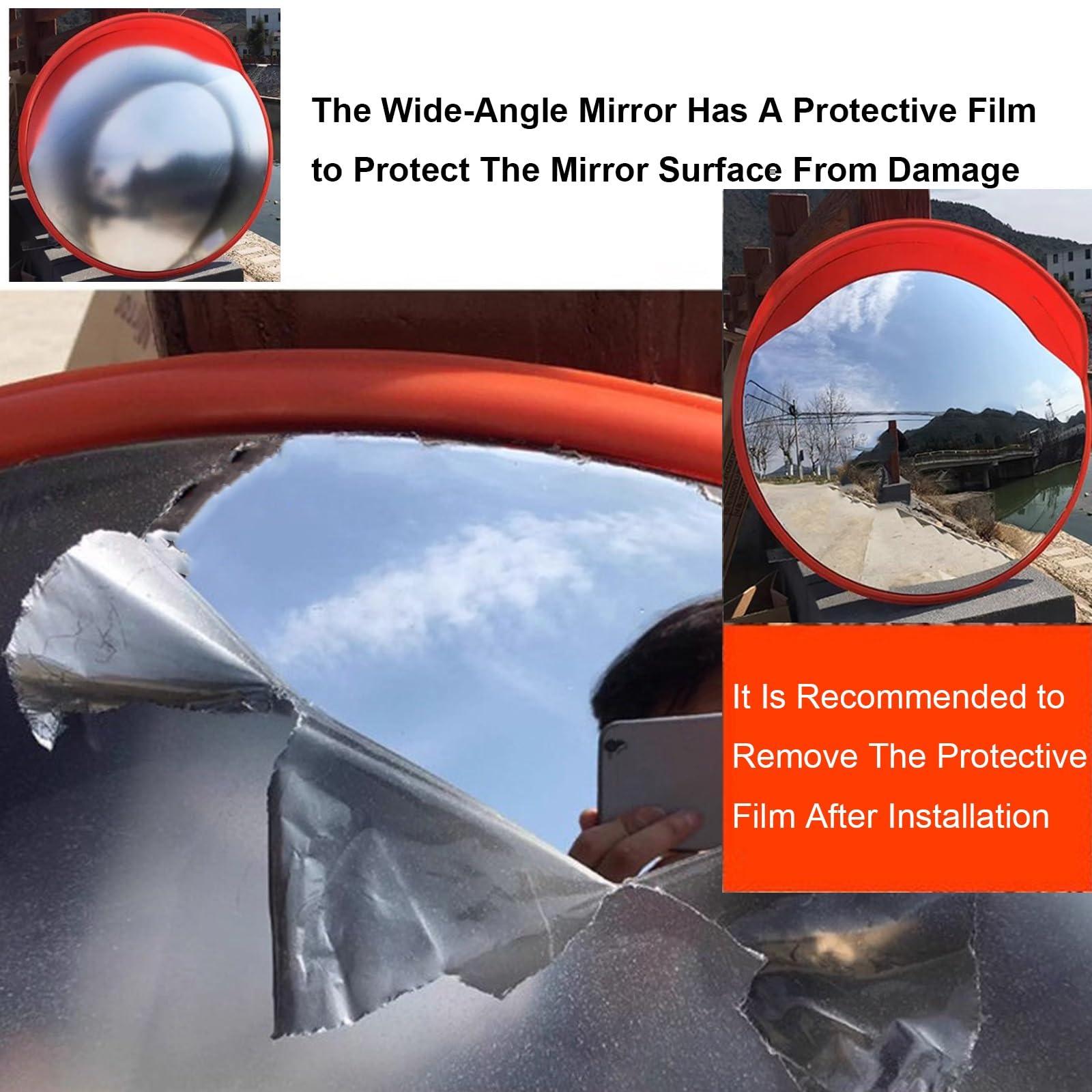 Miroir Convexe Circulation Réglable, Miroir Routier Convexe Vision à 220°, Miroir de Sécurité avec Dos en ABS pour Angles Morts, Allées, Entrepôts(80 * 80cm/31 * 31in)