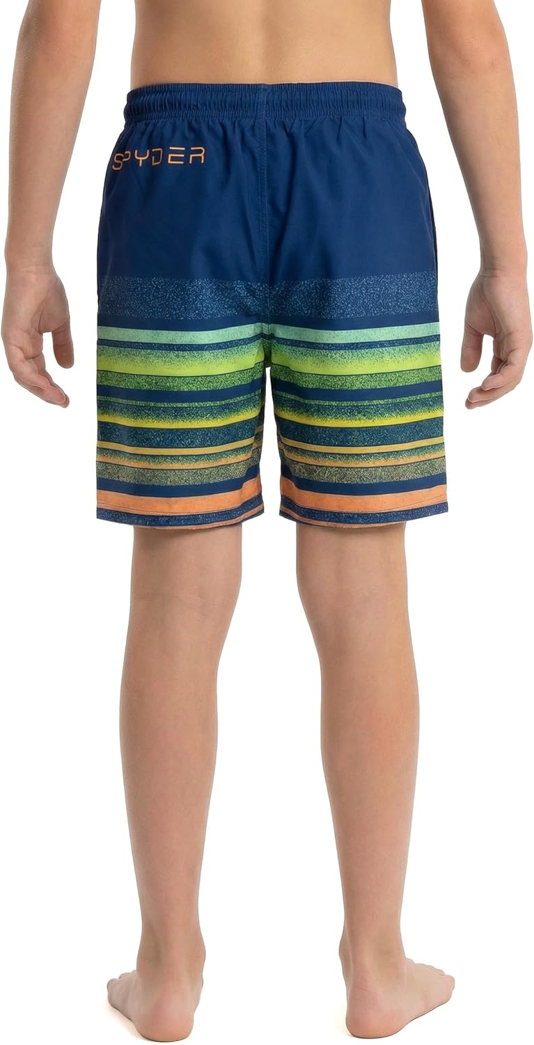 Spyder Boys' Swim Trunk Volley Shorts– Quick-Dry, UPF Sun Protection, 4-Way Stretch, Brief Liner, Pockets