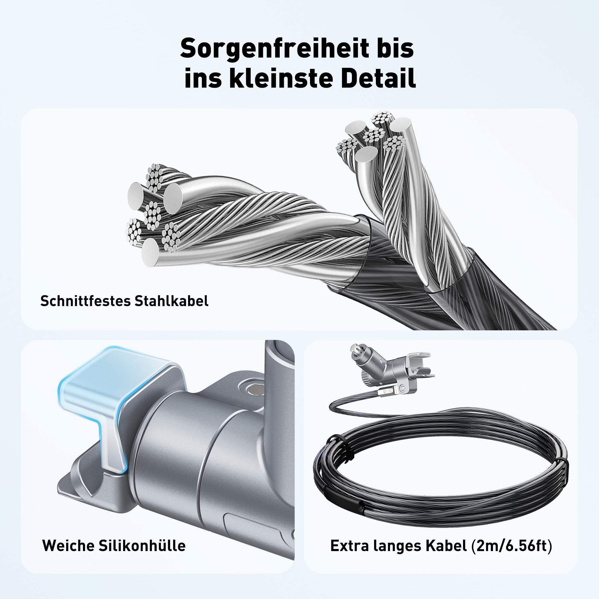 AboveTEK Laptop-Kabelschloss, Sicherheitsschloss mit 2 Schlüsseln, schnittfestes Stahl-Verriegelungskabel, kompatibel mit MacBook Pro 14 Zoll & 16 Zoll