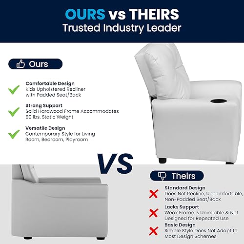 Miniatura 222 de Flash Furniture Chandler LeatherSoft - Silla reclinable para niños con portavasos y reclinable de seguridad, silla reclinable contemporánea para