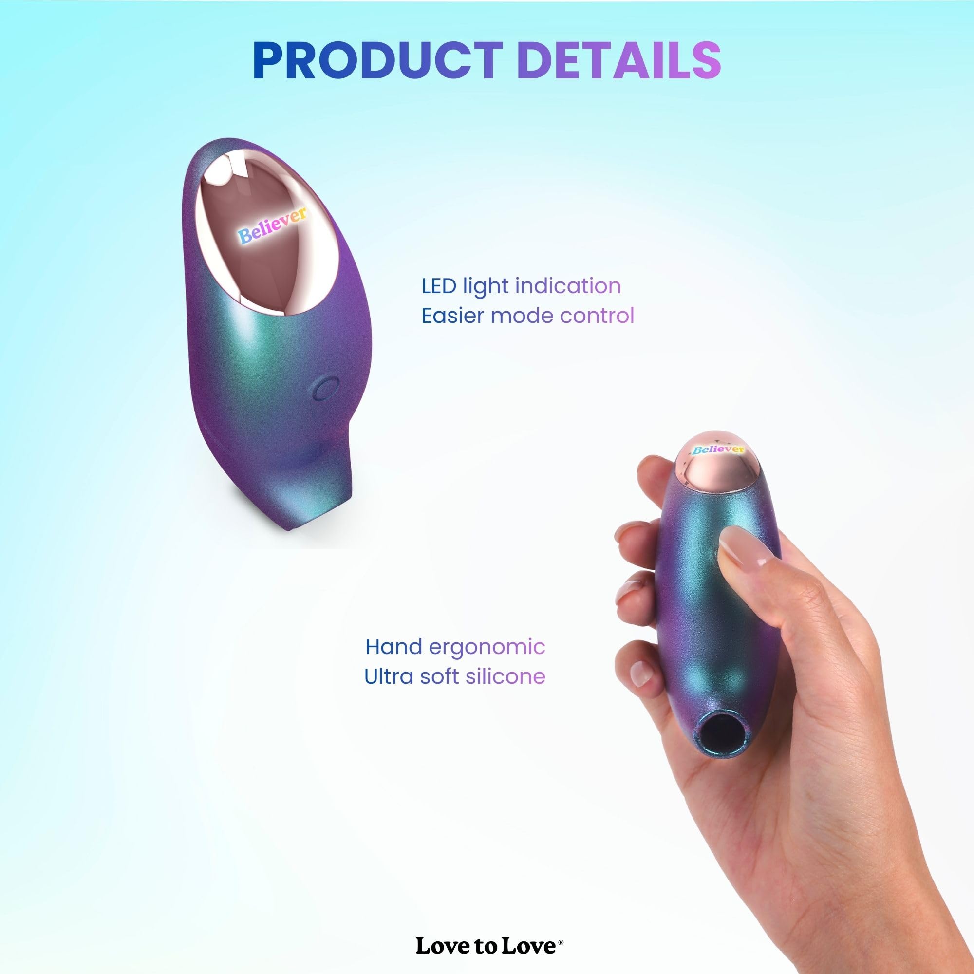 Love to Love Believer – Stimolatore clitorideo a suzione con tecnologia flapping, sex toy da donna telecomandato in silicone, ricaricabile, impermeabile IPX7, formato viaggio