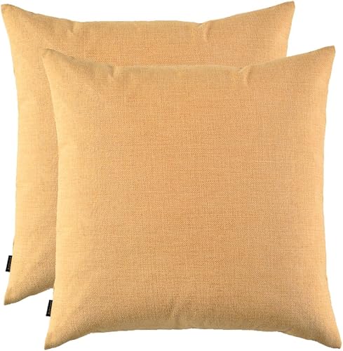 Miniatura 7 de Artcest Juego de 2 fundas de almohada decorativas de lino rústico naranja, fundas de cojín elegantes de arpillera para decoración de sofá y sala de